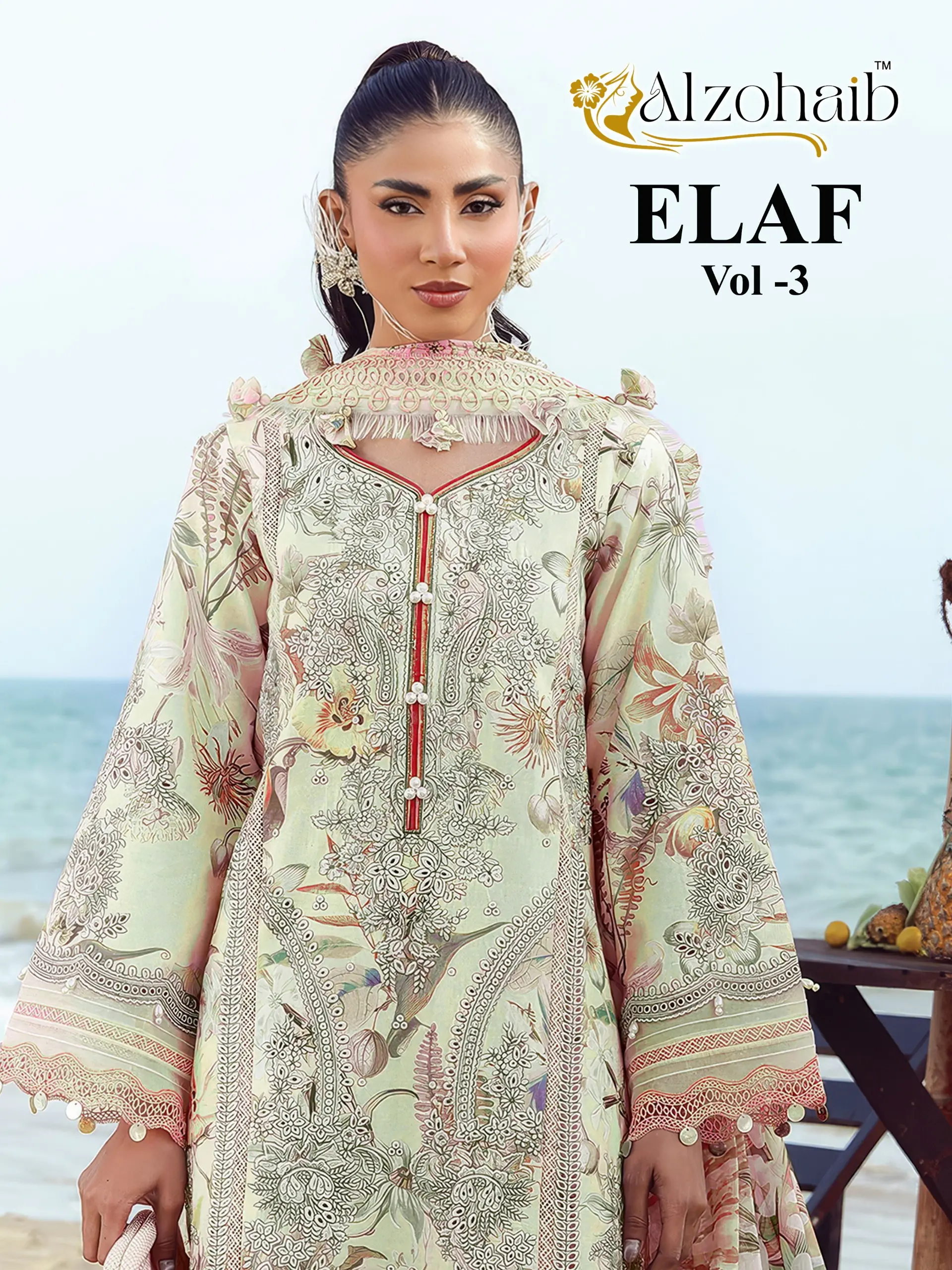 Al Zohaib Elaf Vol 3 Chiffon Dupatta WITH OPEN IMAGES