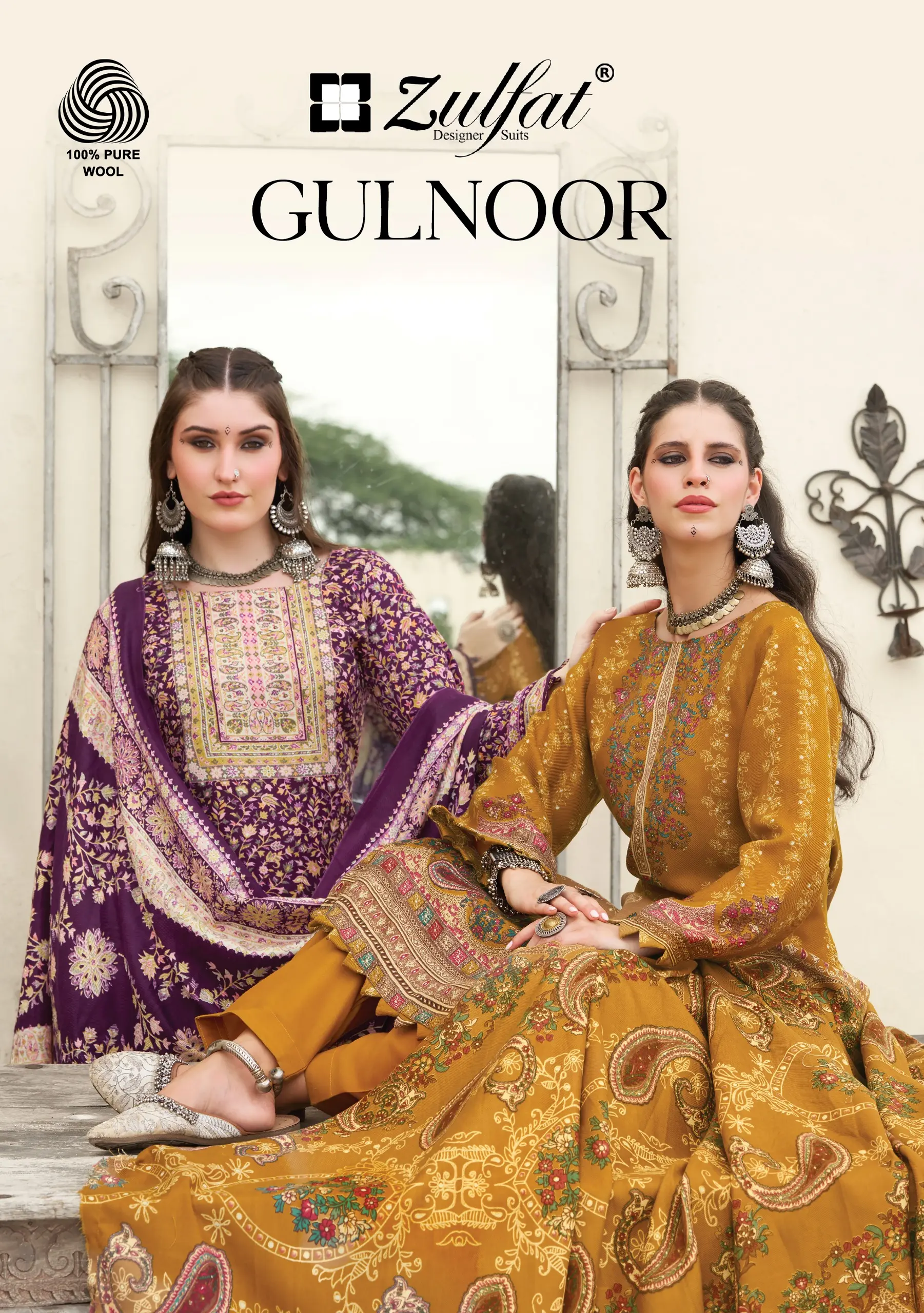 Zulfat Designer Suits Gulnoor Pure Wool Pashmina Collection
