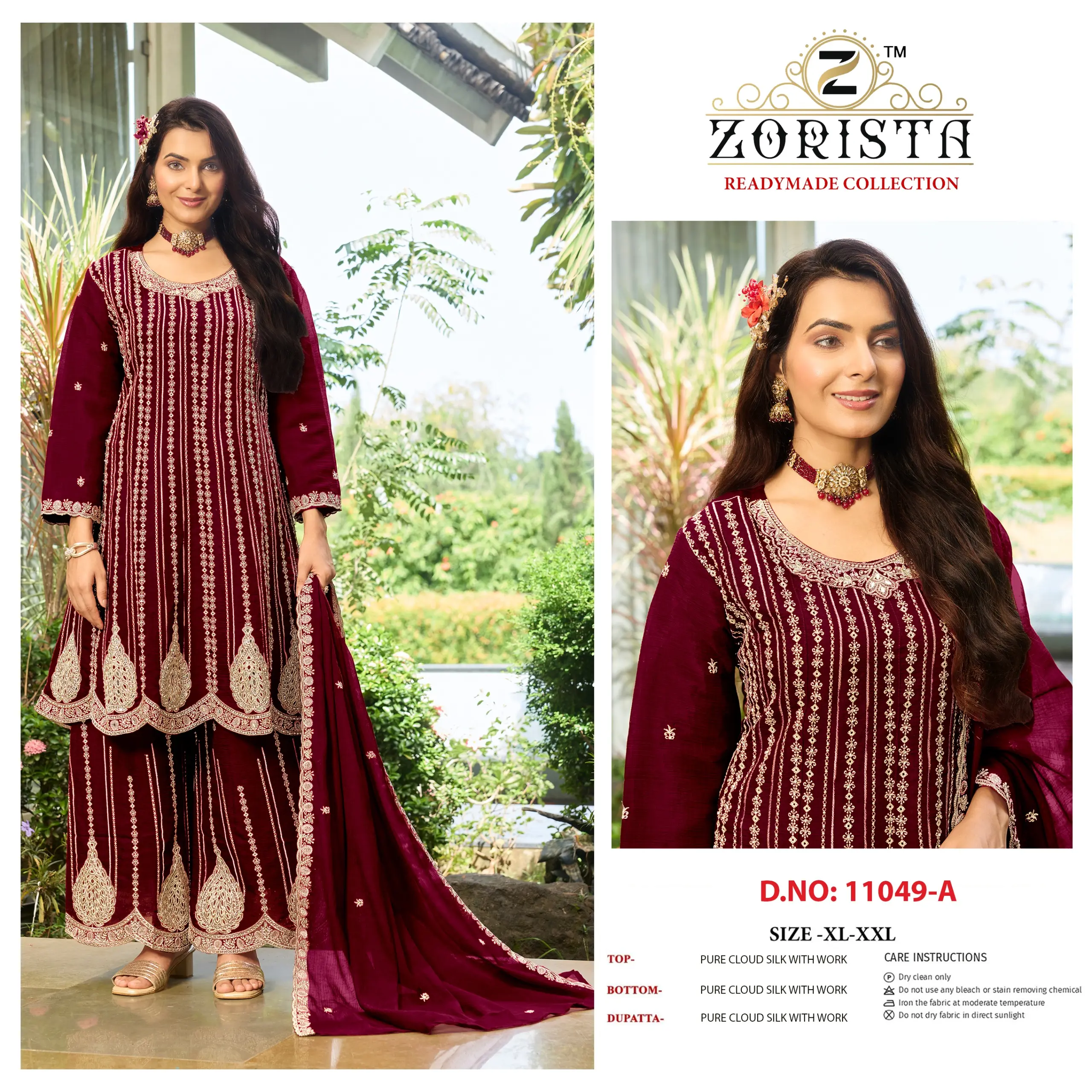 Zorista D No 11049 Cloud Silk Readymade Palazzo Suits
