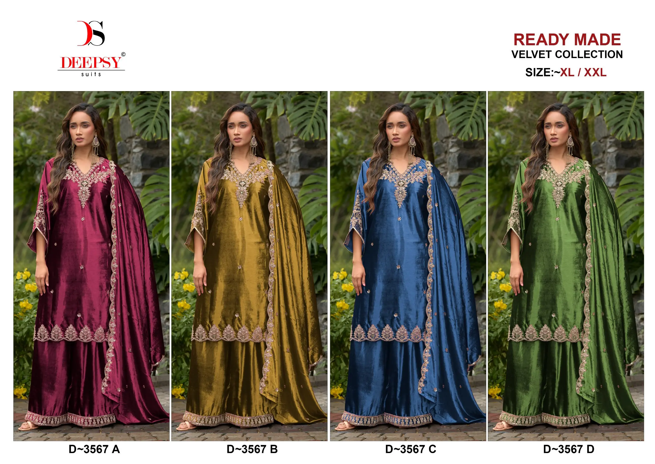 Deepsy Suits D-3567 Ready Made Ice Velvet Palazzo Suits