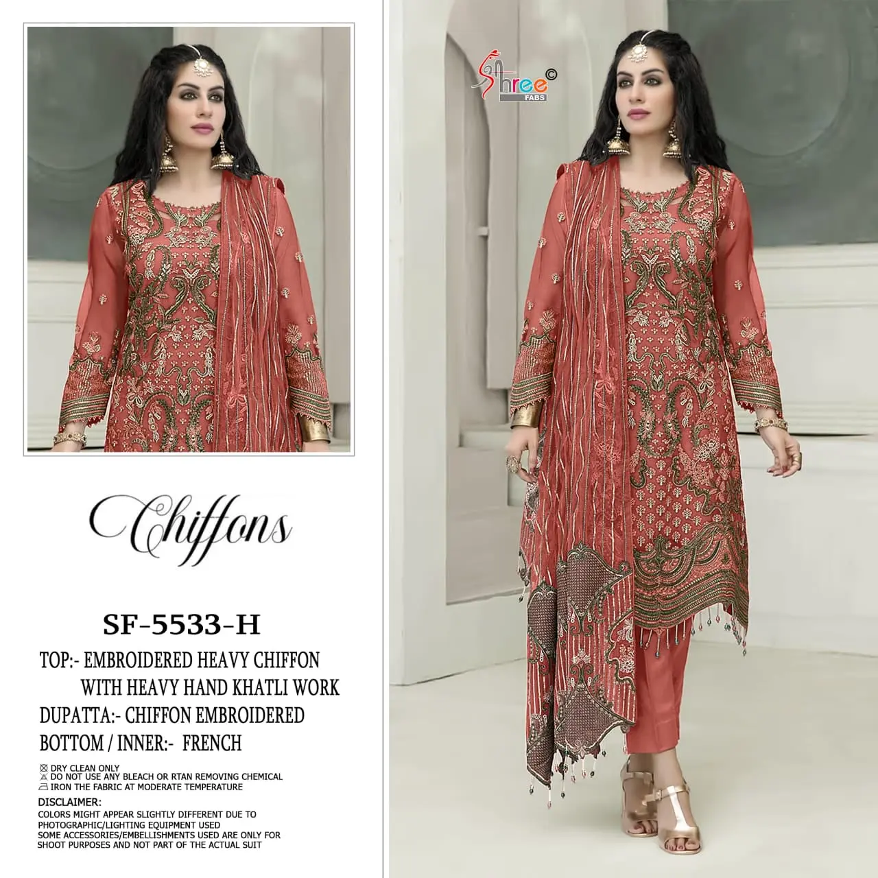 Shree Fabs SF-5533 Chiffon Hand Khatli Suits With Open Images