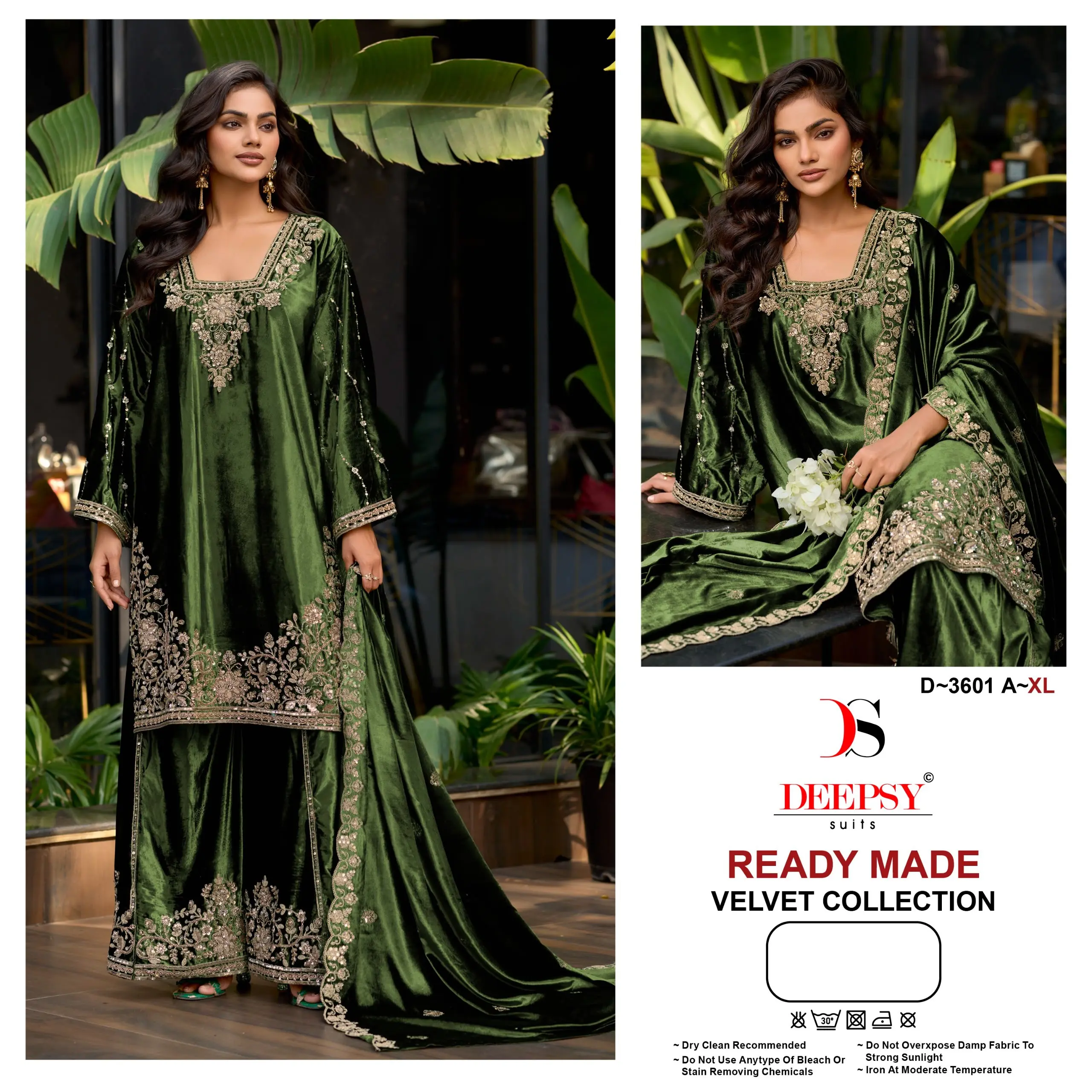 Deepsy Suits D-3601 Ice Velvet Readymade Palazzo Suits