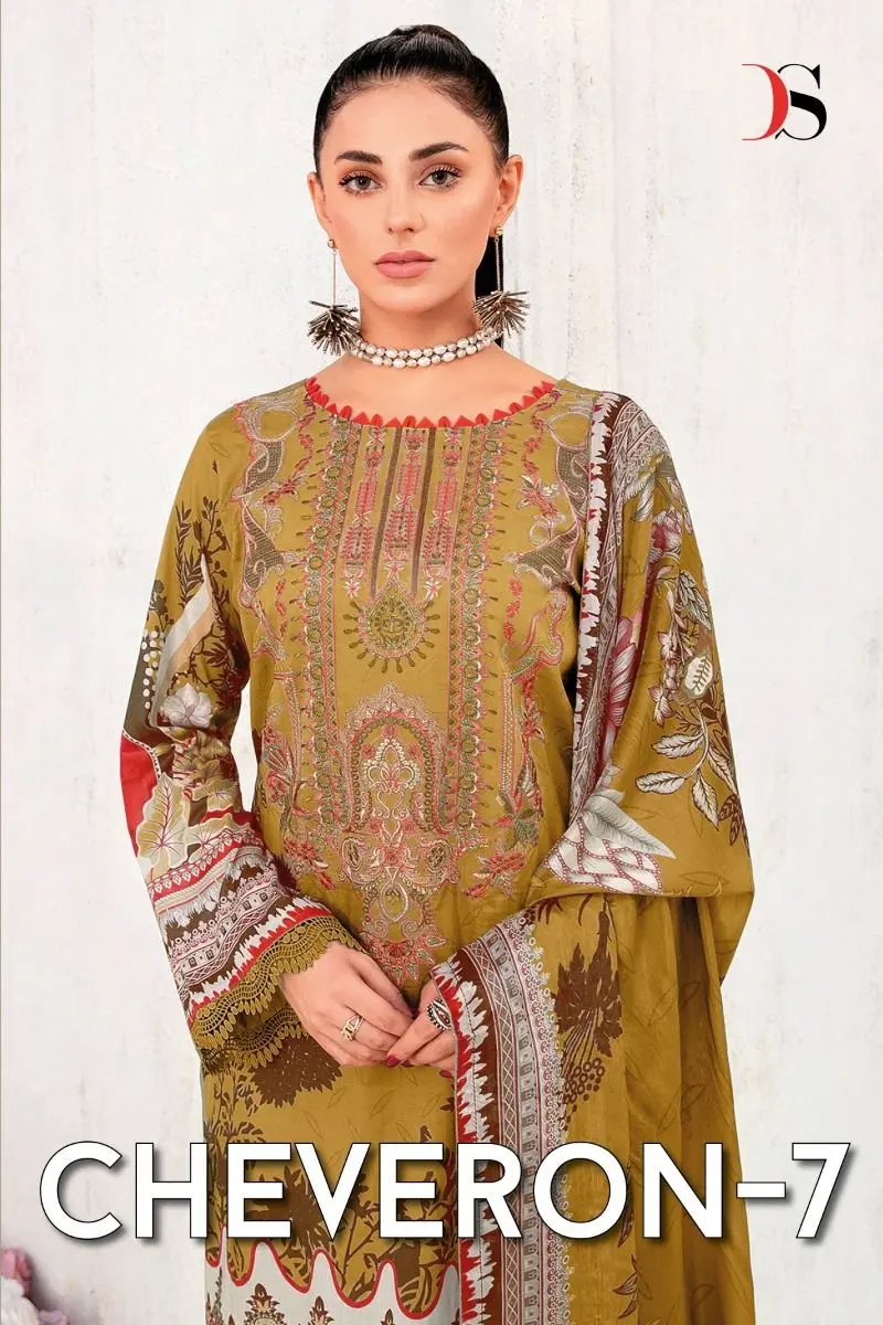 DEEPSY SUITS Cheveron lawn 7 Cotton Dupatta