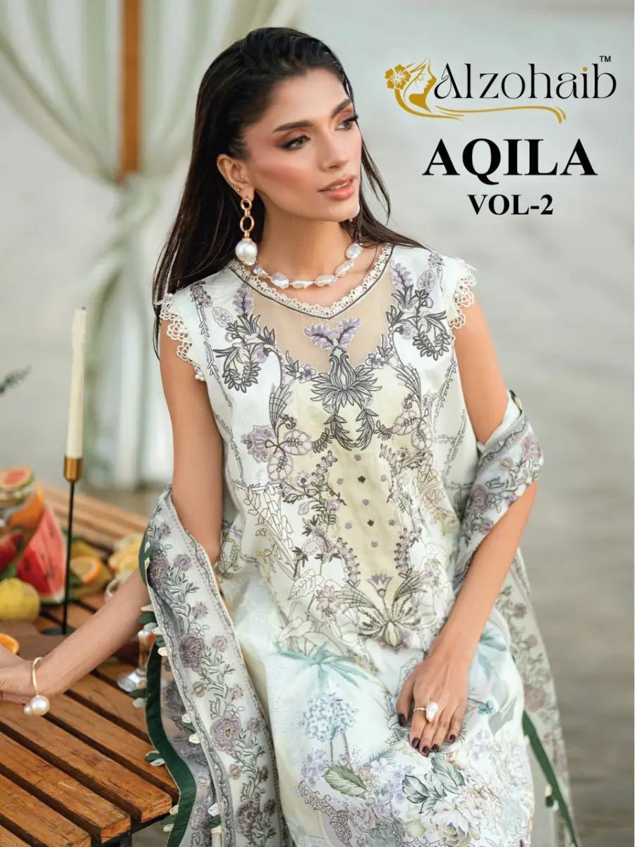 ALZOHAIB AQILA VOL 2 COTTON DUPATTA WITH OPEN IMAGES 