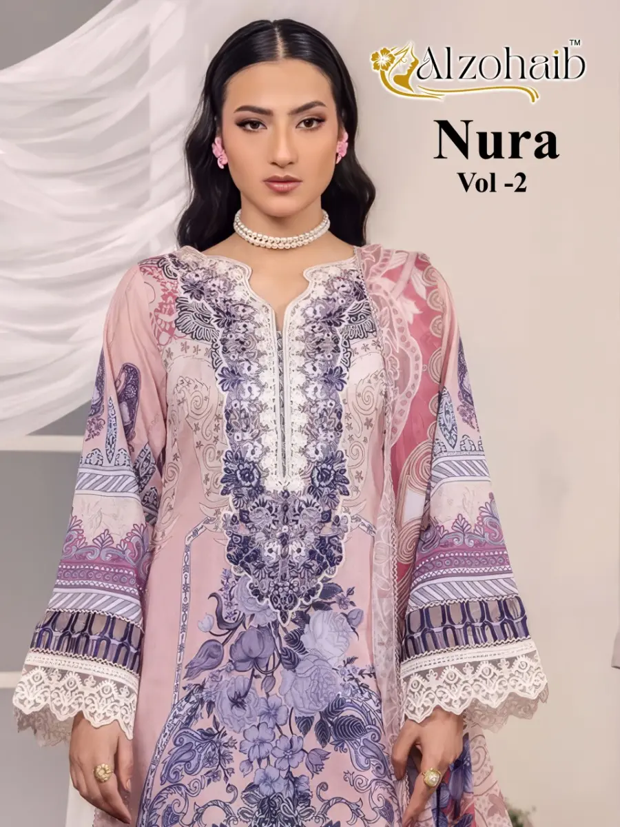 ALZOHAIB NURA VOL 2 COTTON DUPATTA WITH OPEN IMAGES