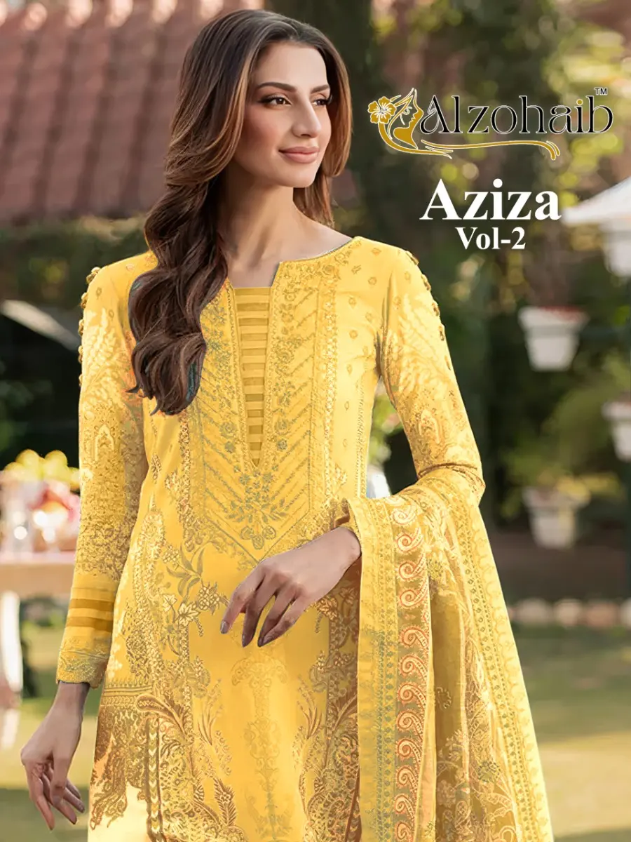 ALZOHAIB AZIZA VOL 2 COTTON DUPATTA WITH OPEN IMAGES