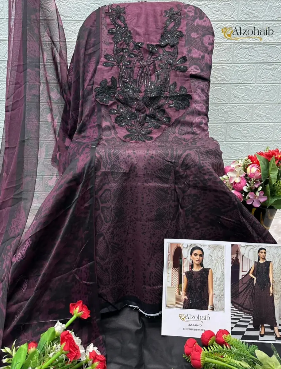 ALZOHAIB DNO 1456 TO 1457 AND 1464 CD COTTON DUPATTA WITH OPEN IMAGES