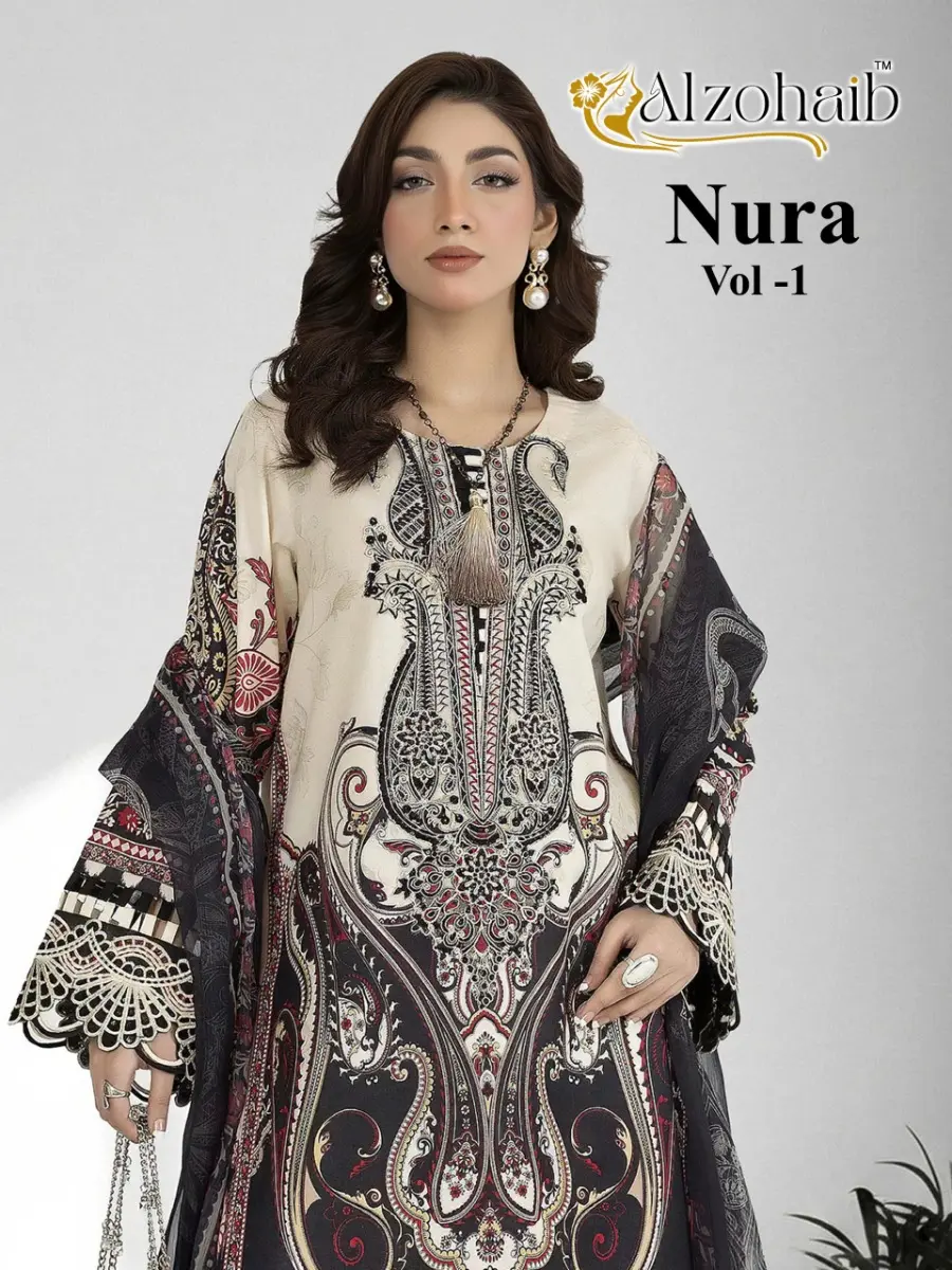 ALZOHAIB NURA VOL 1 CHIFFON DUPATTA WITH OPEN IMAGES
