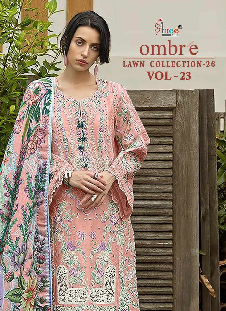 SHREE FABS OMBRE LAWN COLLECTION 26 VOL 23 COTTON DUPATTA