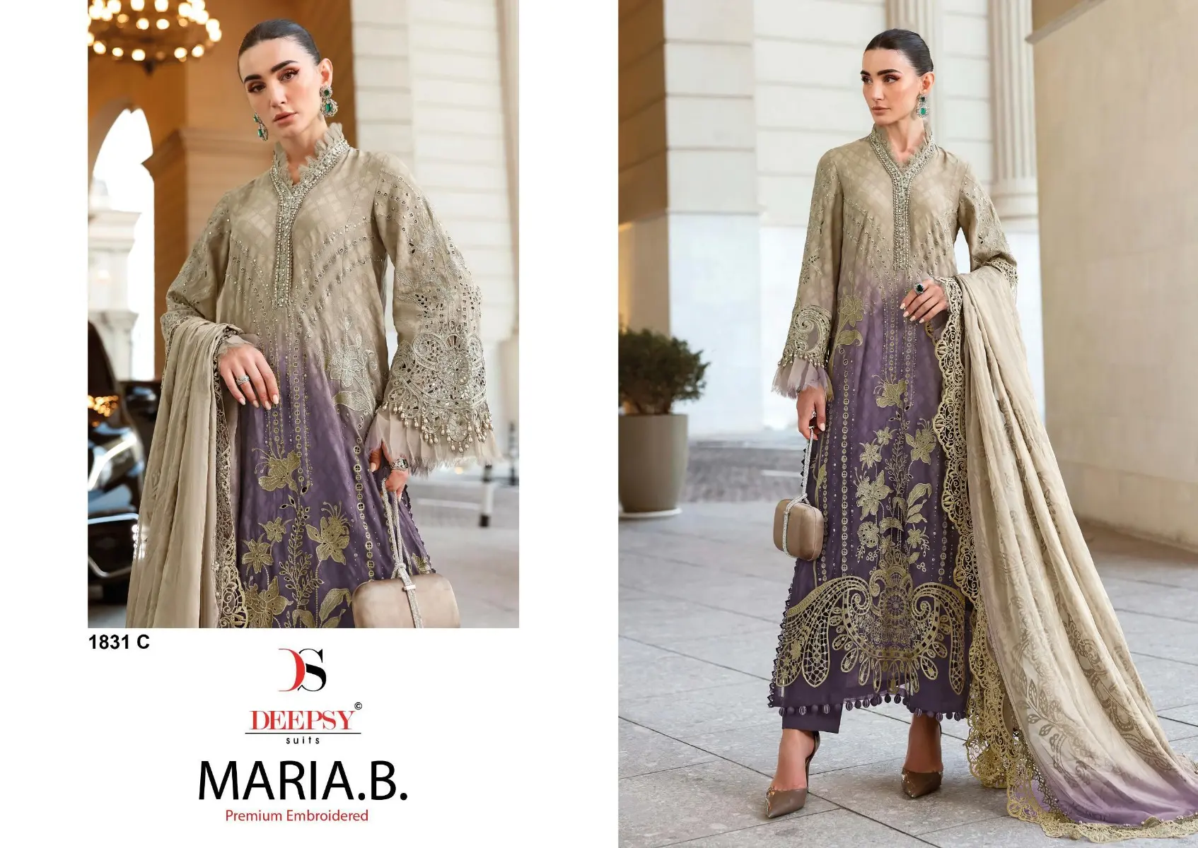 DEEPSY SUITS Maria B Premium Embroidered 25 3 CHIFFON DUPATTA