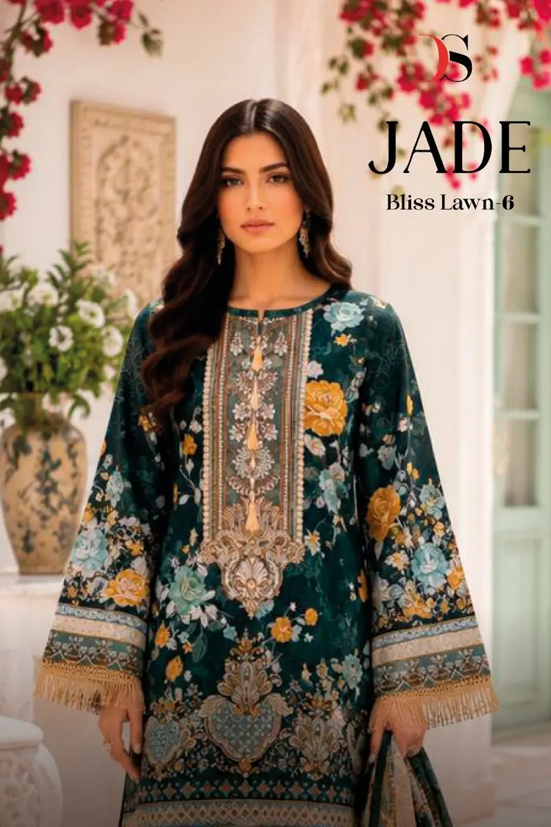 DEEPSY SUITS JADE BLISS LAWN VOL 6 COTTON DUPATTA WITH OPEN IMAGES