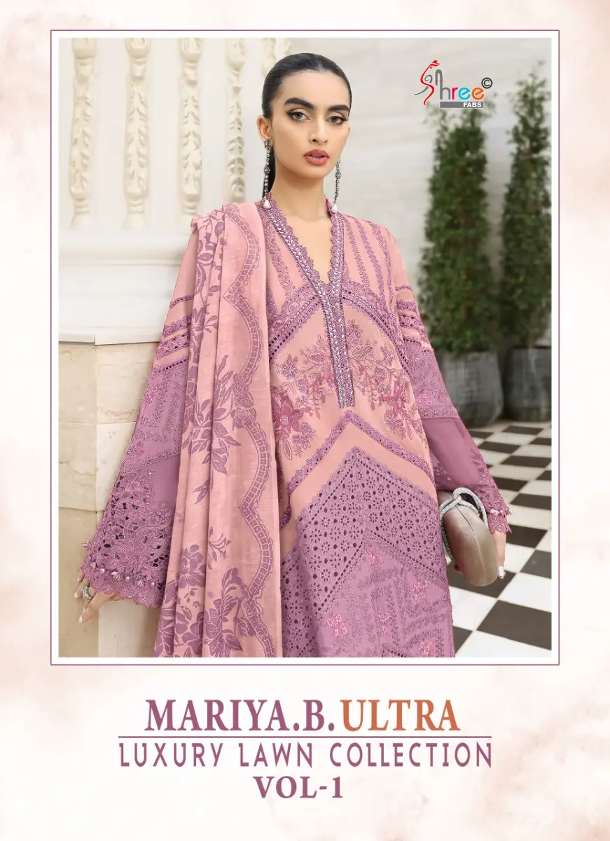 SHREE FABS MARIYA B ULTRA LUXURY LAWN COLLECTION VOL 1 KOTA DORIYA DUPATTA WITH OPEN IMAGES