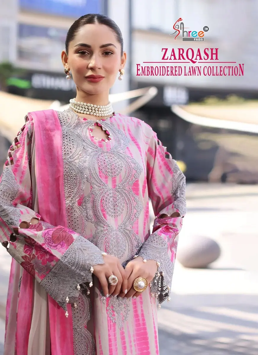 SHREE FABS ZARQASH EMBROIDERED LAWN COLLECTION COTTON DUPATTA