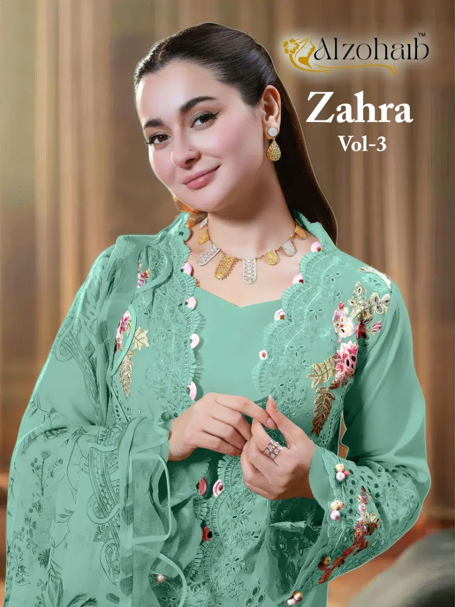 ALZOHAIB ZAHRA VOL 3 CHIFFON DUPATTA WITH OPEN IMAGES