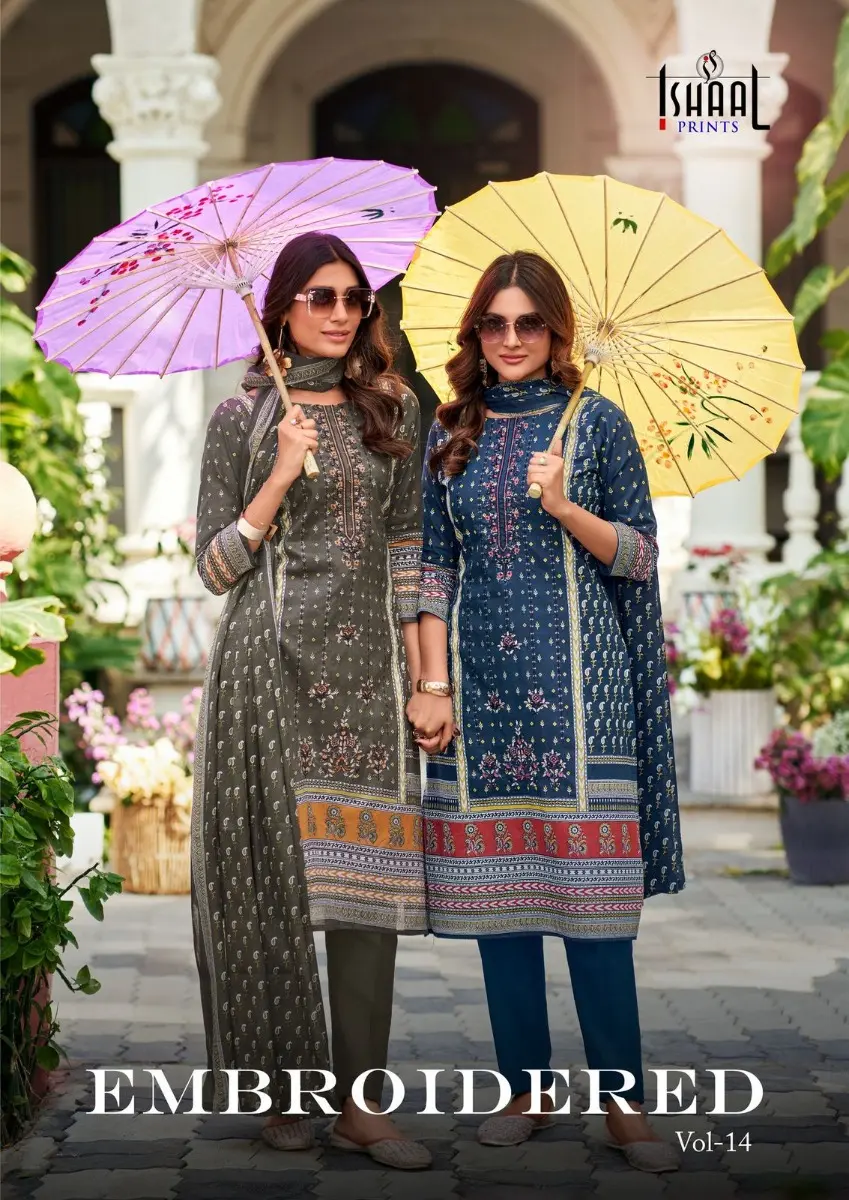ISHAAL Embroidered lawn vol 14