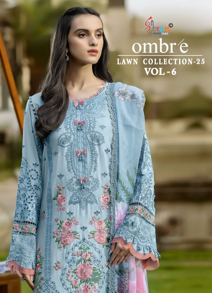 shree fabs OMBRE LAWN COLLECTION 2025 VOL 6 chiffon dupatta