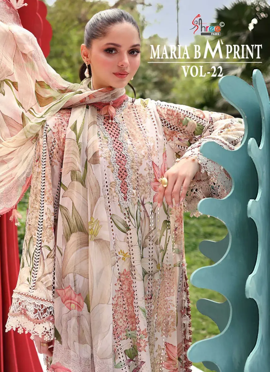 SHREE FABS MARIA B MPRINT VOL 22 COTTON DUPATTA