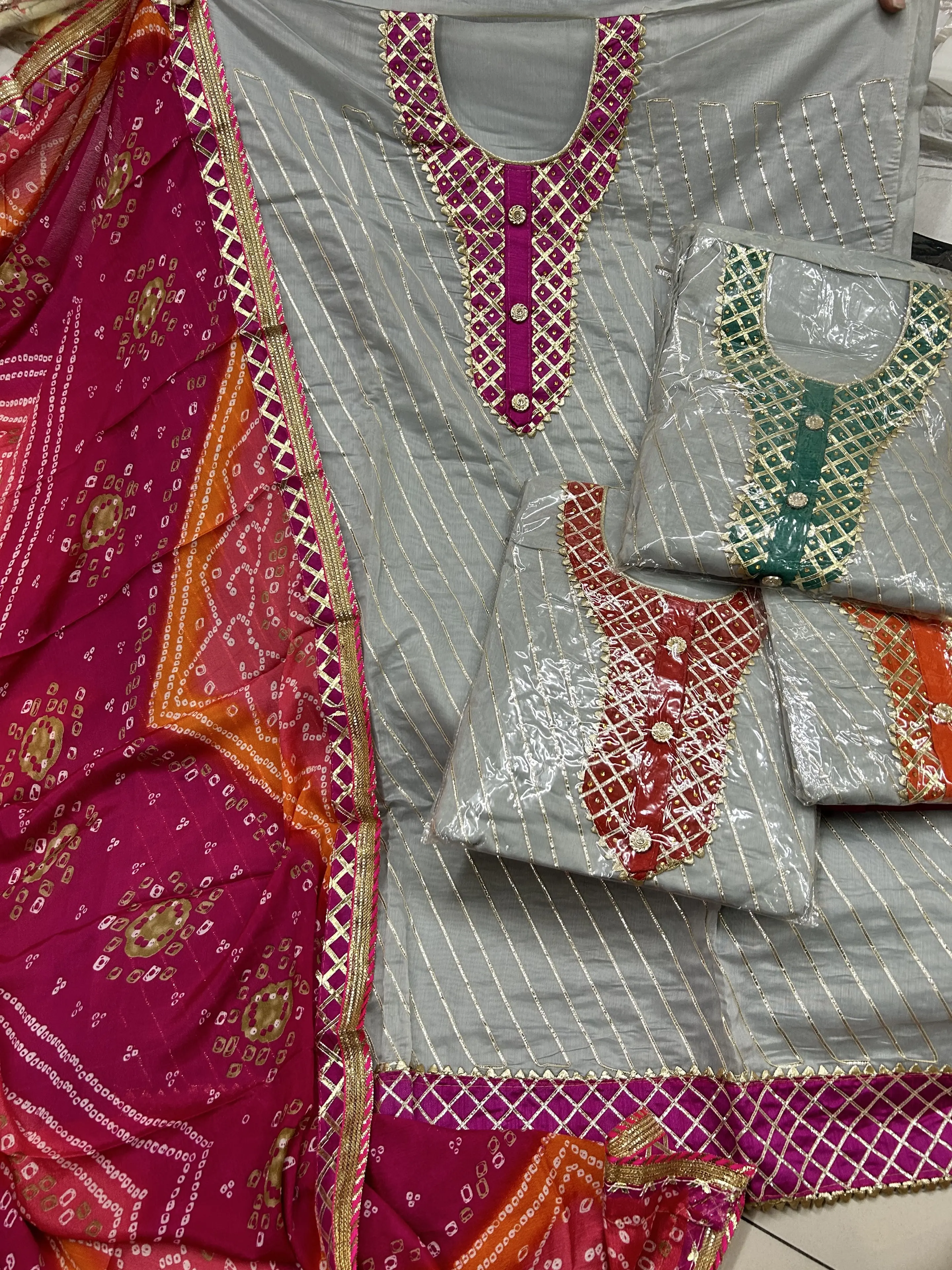 Chanderi Gota Patti Unstitched Suits