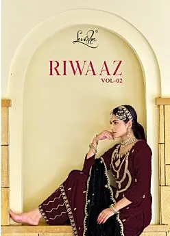 Levisha Riwaaz Vol 2 branded cover with maroon velvet suit and black dupatta