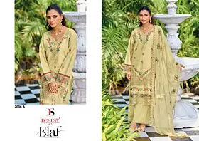 Deepsy Elaf Exclusive 2 design 2006 A pale yellow embroidered suit, full and close views