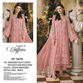 Shree Fabs SF-5670-A dusty rose embroidered chiffon suit model views