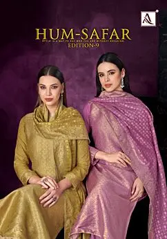 Alok Suit Hum Safar Edition 9 cover with olive and mauve looks