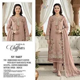 Shree Fabs SF-5607 pink embroidered chiffon suit with dupatta