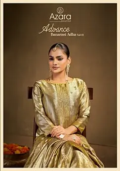 Azara Advance Banarasi Adha Vol 1 cover with gold jacquard suit