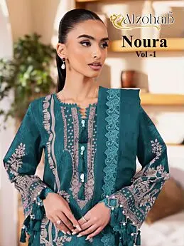 ALZOHAIB NAURA VOL 1 COTTON DUPATTA WITH OPEN IMAGES