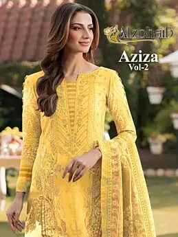 ALZOHAIB AZIZA VOL 2 CHIFFON DUPATTA WITH OPEN IMAGES