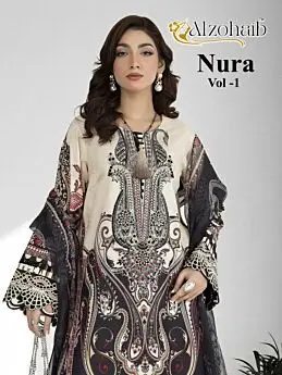 ALZOHAIB NURA VOL 1 COTTON DUPATTA WITH OPEN IMAGES