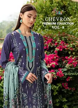 SHREE FABS Chevron Premium vol 8 Chiffon Dupatta with open images