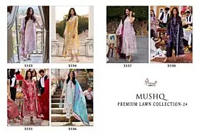 SHREE FABS MUSHQ PREMIUM LAWN COLLECTION 24 Chiffon Dupatta with open images
