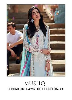 SHREE FABS MUSHQ PREMIUM LAWN COLLECTION 24 Chiffon Dupatta with open images