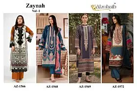 ALZOHAIB ZAYNAH VOL 1 COTTON DUPATTA WITH OPEN IMAGES