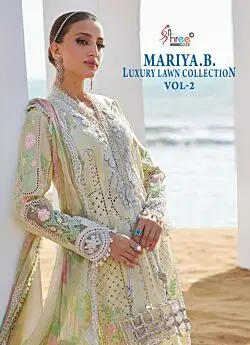 SHREE FABS MARIYA B LUXURY LAWN VOL 2 chiffon dupatta with open images
