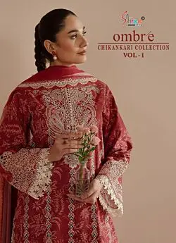 SHREE FABS OMBRE CHIKANKARI LAWN COLLECTION VOL 1 cotton dupatta with open images