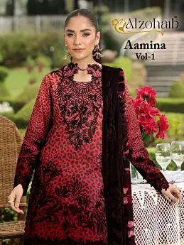 ALZOHAIB AAMINA VOL 1 CHIFFON DUPATTA WITH OPEN IMAGES