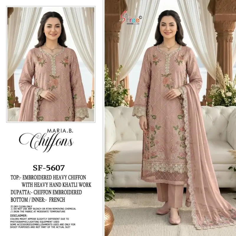Shree Fabs SF-5607 Chiffon Hand Khatli Suits With Open Images