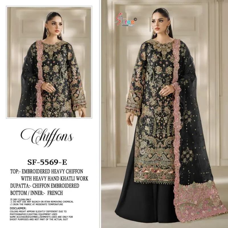 Shree Fabs SF-5569 Chiffon Hand Khatli Cut Work Suits