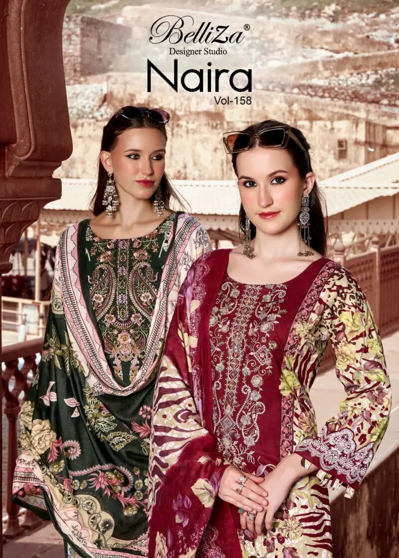 Belliza Designer Studio Naira Vol 158 Embroidered Cotton Suits
