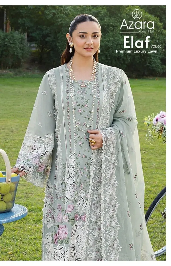 Azara Elaf Premium 2 Cotton Embroidered Suits