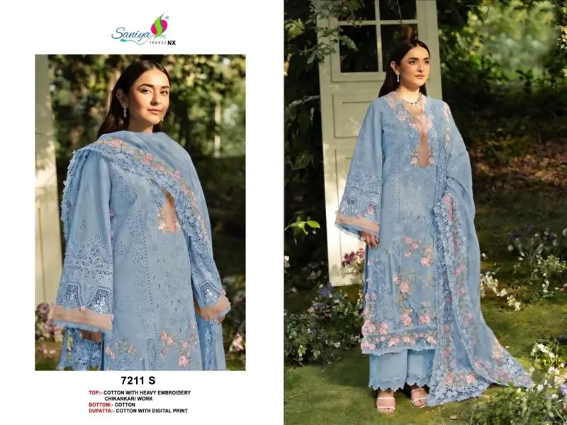 Saniya Trendz NX Elaf Premium 7211 Chikankari Cotton Suits WITH OPEN IMAGES