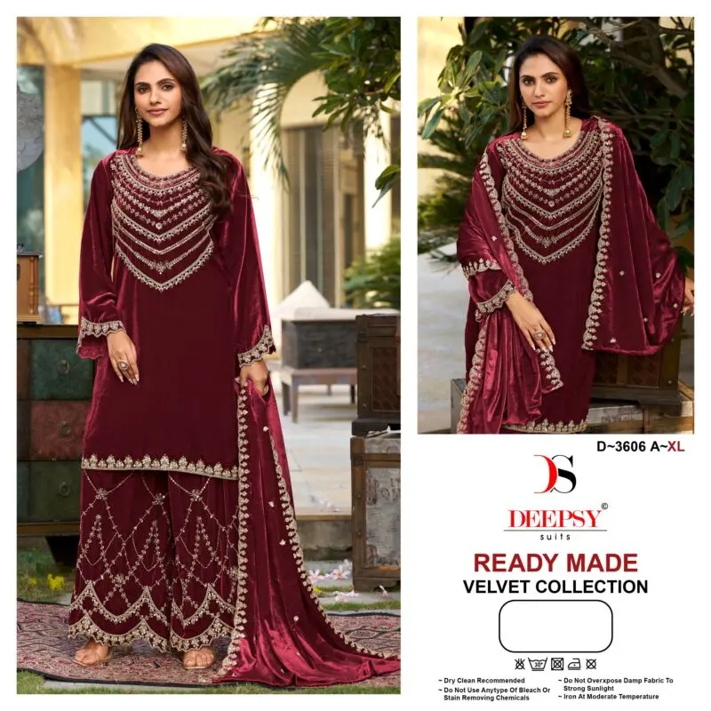 Deepsy Suits D-3606 Readymade Ice Velvet Palazzo Suits