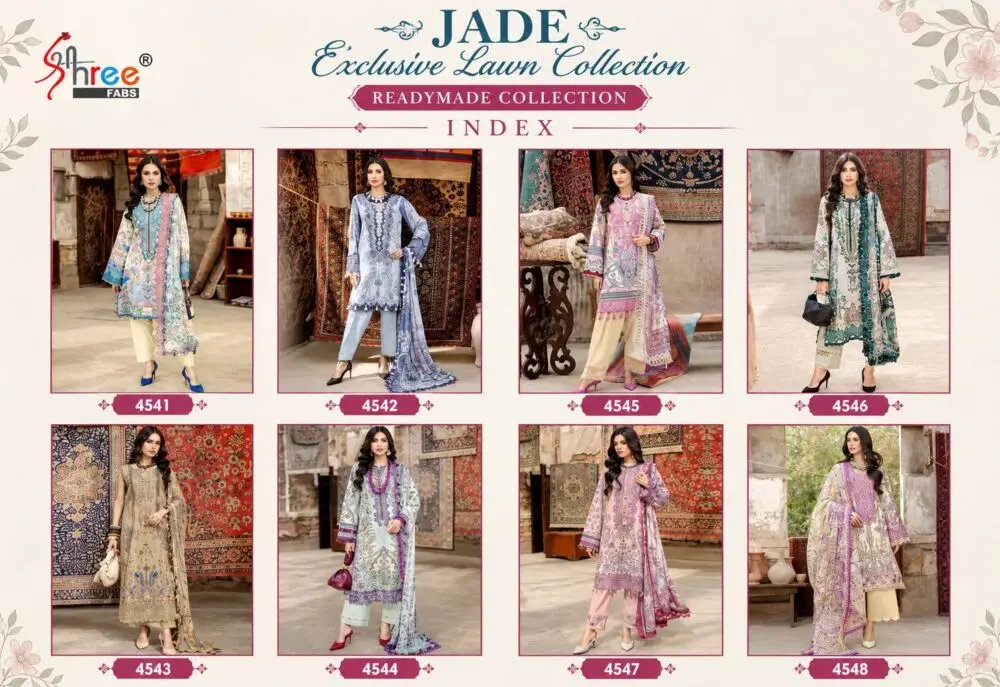 Shree Fabs Jade Vol 1 eight-design index with numbered looks 4541 to 4548