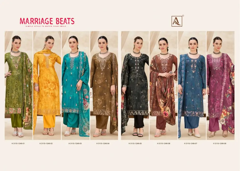Alok Suit Marriage Beats eight-design full catalogue sheet