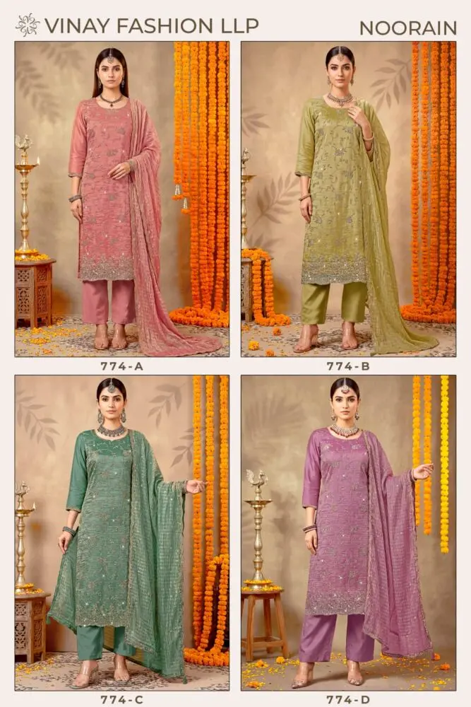 Noorain catalogue sheet showing all four designs 774-A to 774-D