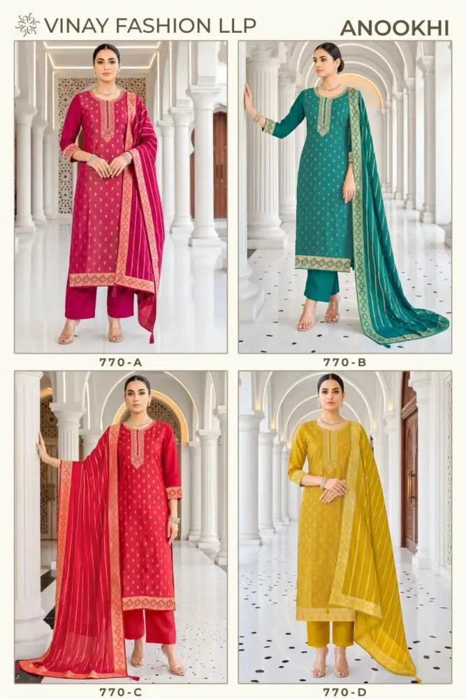 Anookhi catalogue sheet showing all four suit designs 770-A to 770-D