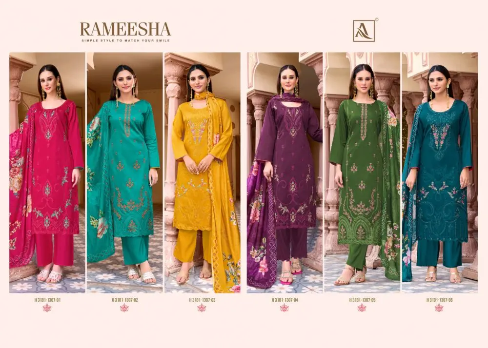 Alok Suit Rameesha six-design catalogue collage