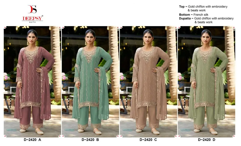 Deepsy Suits D-2420 four-colour A-D semi-stitched chiffon catalogue collage